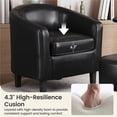 thumbnail image 5 of Renwick Barrel Accent Chair with Ottoman, Black Faux Leather, 5 of 10