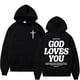 thumbnail image 2 of Sudadera con capucha para hombre y mujer, ropa de calle Vintage, estética Harajuku, Iglesia Cristiana de Jesús, versículo de la Biblia, Dios te ama, Y2K, 2 of 5