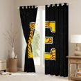 thumbnail image 4 of Feelyou Cartoon Baseball Print Black Out Curtains, Monogrammed E Curtains Pack of 2 (42x63 Each), Black Gold Stripes Abstract Bedroom Curtains, Window Curtains Decor, 4 of 7