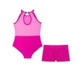 thumbnail image 6 of Miutii Kids Girls Gymnastics Leotard Outfit Sparkly Rhinestones Dance Unitard and Shorts Set Ballet Hot Pink 12, 6 of 9