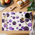thumbnail image 2 of Purple Polka Dots Placemats Set of 12, Modern Abstract Art Placemats for Dining Table, Place Mats for Kitchen Tabletop, Waterproof Wipeable Dining Table Mats Set, 2 of 9