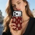 thumbnail image 6 of Snowflakes And Stars on Red Leather Wallet Case for iPhone 12 mini Wallet Case Card Holder Flip, 6 of 8