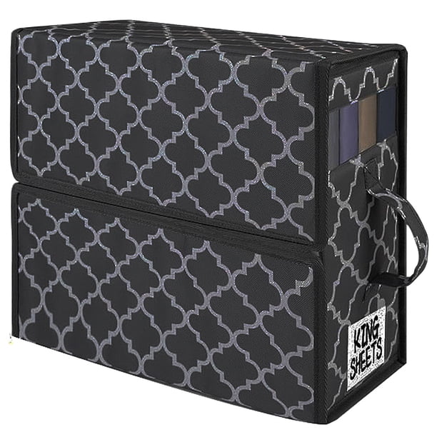 Caja de almacenamiento de edredones con cremallera y asa para sábanas, mantas, edredones (negro)