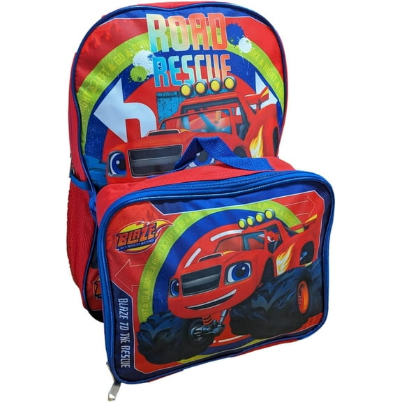 Ruz Blaze the Monster Machine Full Size 16 Inch Backpack with Detachable Lunch Box