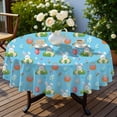 thumbnail image 4 of Easter and Wicker Baskets Blue Pattern Round Tablecloth 60", Wrinkle-Resistant Wipeable Cover for Kitchen, Dining, Picnic & Patio, 4 of 6