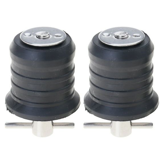 2 Pieces T-Handle Drain Plug Boat Rubber Scupper Plugs Twist-Turn Marine Boat Drain Plug Kayak Accessories Durable