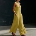 thumbnail image 6 of Guluxicc Womens Flowy Wide Leg Linen Jumpsuits Elegant Summer Sleeveless V Neck Rompers One Piece Beach Outfits with Pockets, 6 of 8