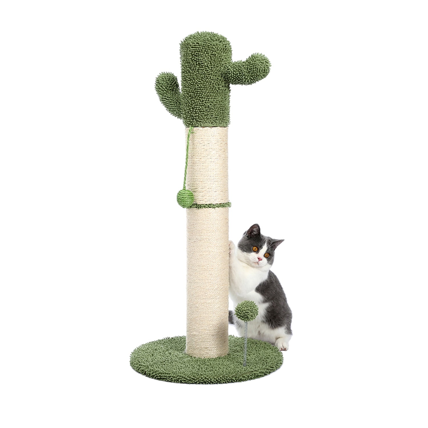 Pefilos 33" Cat Scratching Post for Large Cats with Sisal Rope Scratch Posts Cat Scratching Post for Furniture Interactive Ball Toys Vertical Scratcher for Indoor Cats Kitten Tree, White Pefilos 33" Cat Scratching Post for Large Cats with Sisal Rope Scratch Posts Cat Scratching Post for Furniture Interactive Ball Toys Vertical Scratcher for Indoor Cats Kitten Tree, White