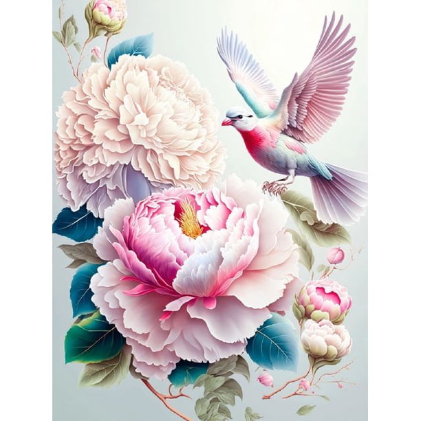 Birds And Flowers Art Diamond Painting Full Drills Peony Parrot Landscape Embroidery Square Round Mosaic Cross Stitch S526square 40x50cm Gao Jinjia LED