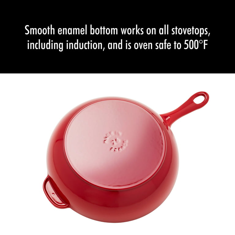 Enameled Cast Iron 2 Quart Sauce Pan with Lid - Red
