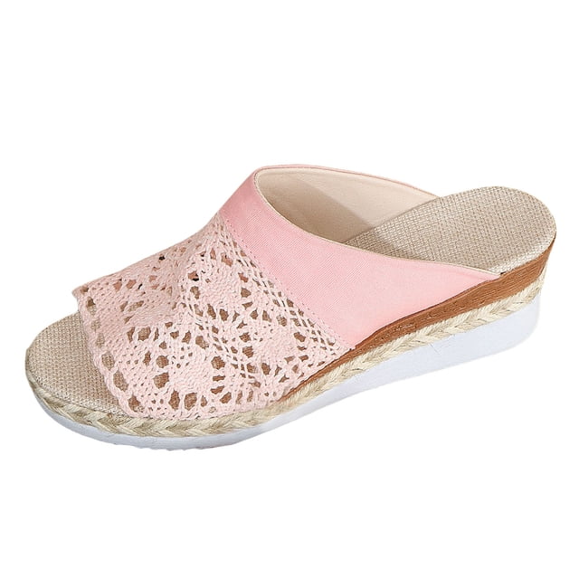 DAFEI Platform Slip on Sandals for Women Summer Wedges Slides Flatform,Open Toe,Bohemia for Beach Wedding