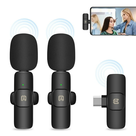 PULUZ PU3151B 2.4G Dual-Channel Mini Wireless Microphone System with 15-20M Indoor/10M Outdoor Transmission, Built-in Lithium Battery, Type-C , Omnidirectional Polar Pattern, -38dBm