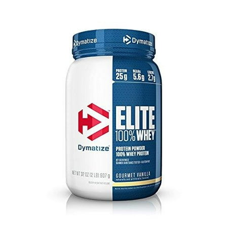 Dymatize Elite 100% Whey Protein Powder, Take Pre Workout or Post Workout, Quick Absorbing & Fast Digesting, Gourmet Vanilla, 2 lbs 2