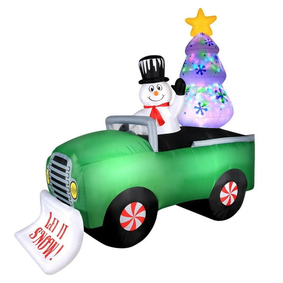 Occasions Christmas 8 Foot Inflatable Snowman In Snow Truck