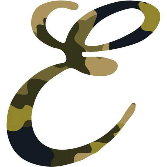 2.75in x 3in Camouflage Cursive E Monogram Sticker Vinyl Vehicle Stickers