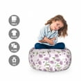 thumbnail image 2 of Garden Art Storage Toy Bag Chair, Retro Style Violet Flowers and Buds Springtime Pattern on Polka Dots, Stuffed Animal Organizer Washable Bag, Small Size, Mauve Green, by Ambesonne, 2 of 3