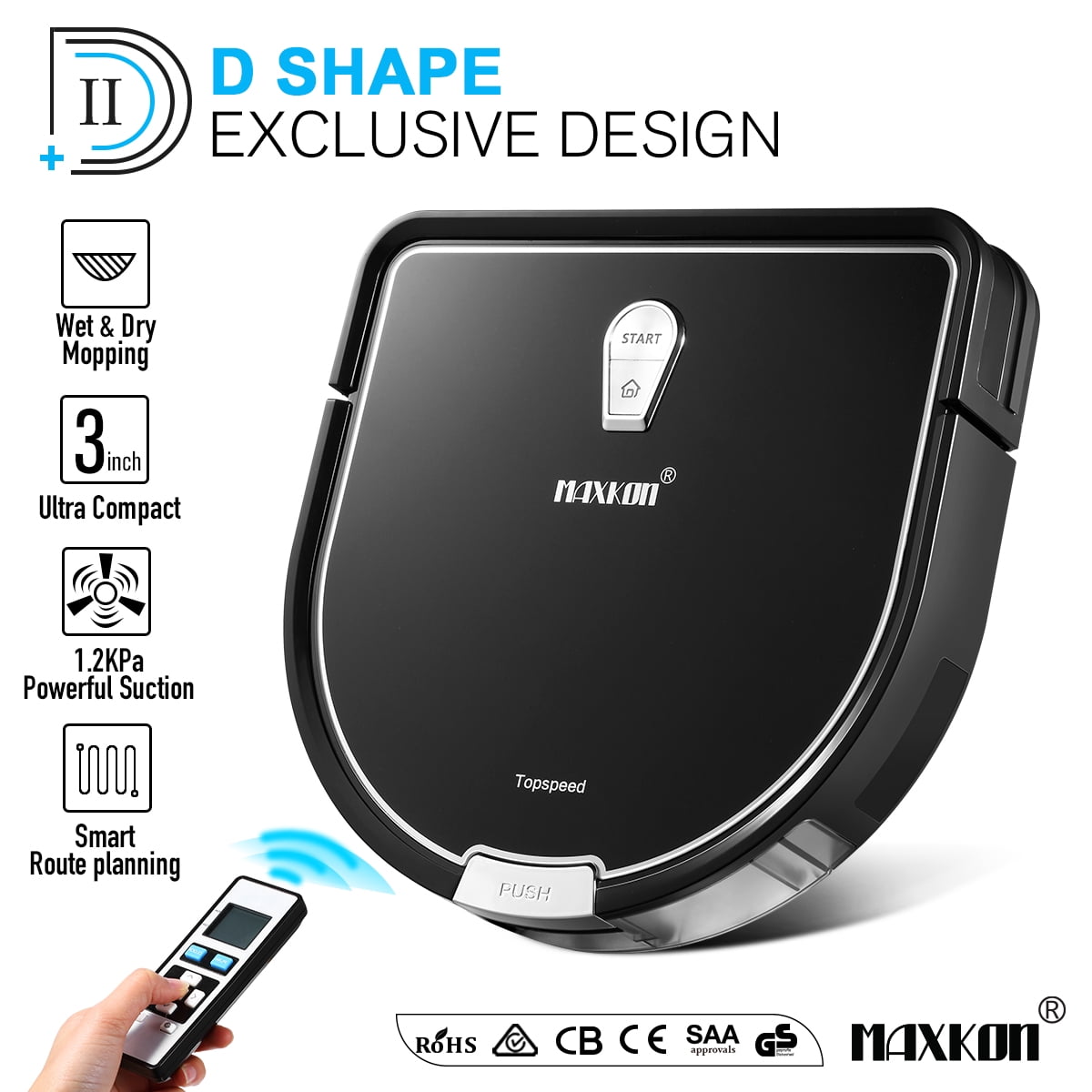 Edge Cleaning & Cliff Sensor Tec w/Remote SelfCharging 2in1 Dry