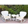 thumbnail image 2 of Jeco Windsor White Wicker Rocker Chair And End Table Set with Chair Cushion Green, 2 of 5