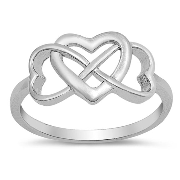 CHOOSE YOUR COLOR Criss Cross Infinity Heart Promise Ring .925 Sterling Silver Band Jewelry Female Size 10