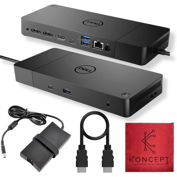 Restored Dell WD19 USB-C Docking Station, 180W Power Adapter, HDMI, VGA & Mini DisplayPort, USB 3.0/2.0, Gigabit Ethernet, Audio (Refurbished)
