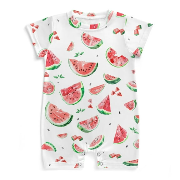 Watercolor Watermelon Baby Rompers Outfits Infant Girls Boys Summer Fresh Fruit Baby Bodysuits Summer Jumpsuits