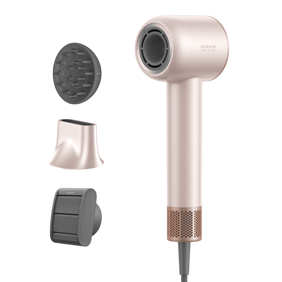 Dreame - Glory Pro Hair Dryer, 2 Mins Fast Drying, 4 temperatures and 2 speeds, 300 Million Negative Ions, 3 nozzles - Pink