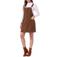 thumbnail image 4 of Vestido de Pana para Mujer Inspire Chic con Tirantes Ajustables, Botones y Bolsillos, Talla XL, Marrón Oscuro, 4 of 6