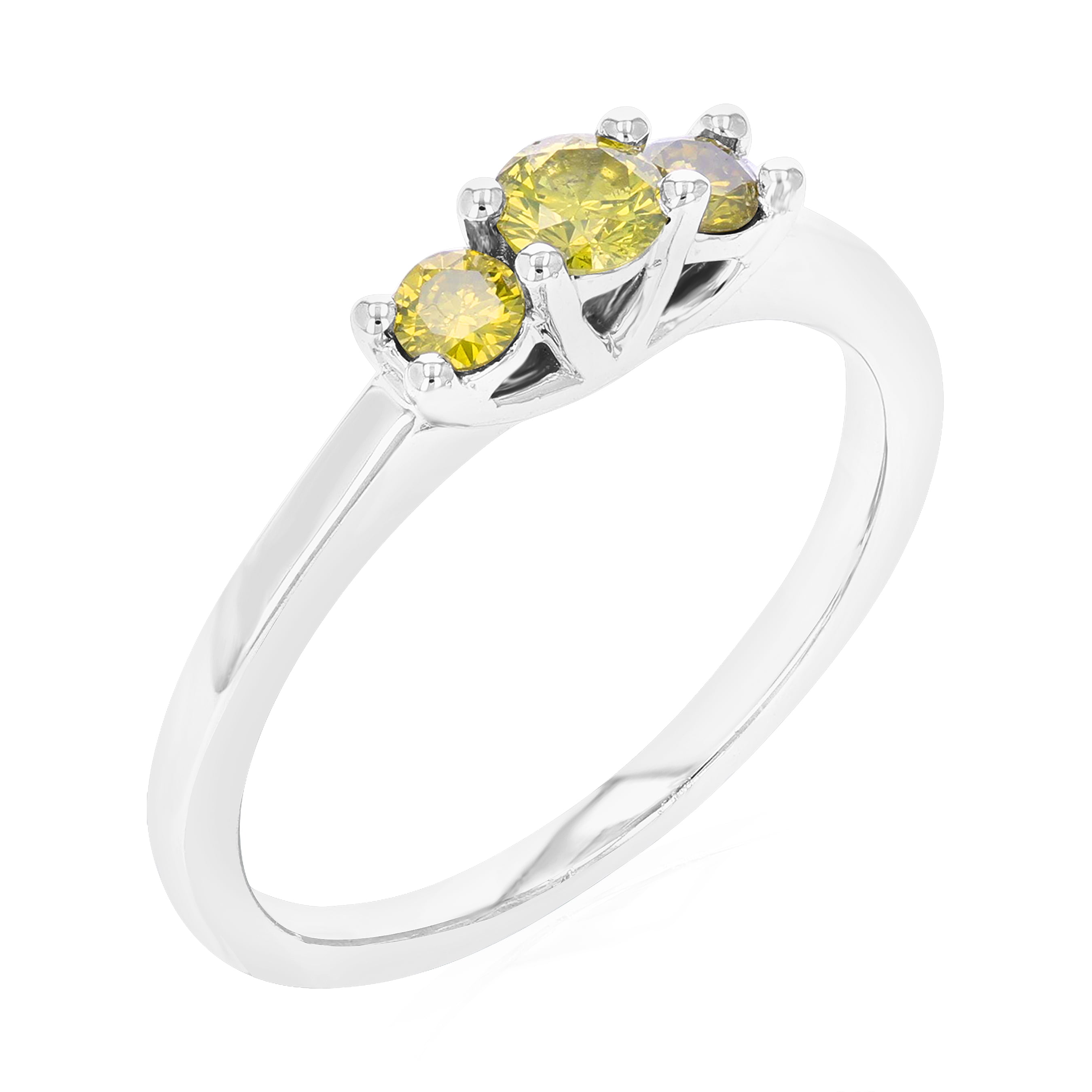 Vir Jewels 1/3 CTTW 3 Stone Yellow Diamond Engagement Ring for Women in .925 Sterling Silver