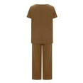 thumbnail image 4 of Summer Hot Saving! ITSUN Women's Outfits 2PC Suit Short Sleeve Solid Trousers Casual Two-Piece Leisure Suit Brown XXL, 4 of 4
