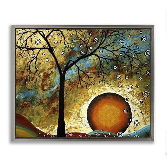 Stupell Industries Eclectic Boho Tree Scenery Gray Floating Frame Canvas Art, 21 x 17, by Megan Duncanson
