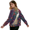 thumbnail image 3 of DISNIMO Peacock Floral Printed Jackets for Women Casual Sweatshirts Long Sleeve Coat Fall Winter Clothes, S, 3 of 7