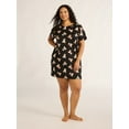 thumbnail image 3 of Joyspun Women’s Print Sleep Shirt with Short Sleeves, Sizes S/M-2X/3X, 3 of 6