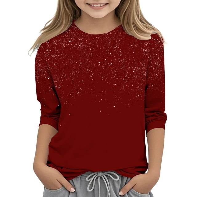Zpanxa T-Shirts Garçons Imprimé d'Intérêt Manches 3/4 Col Rond Haut T-Shirts Graphique Amusant avec Polyester Spandex 4 Ans