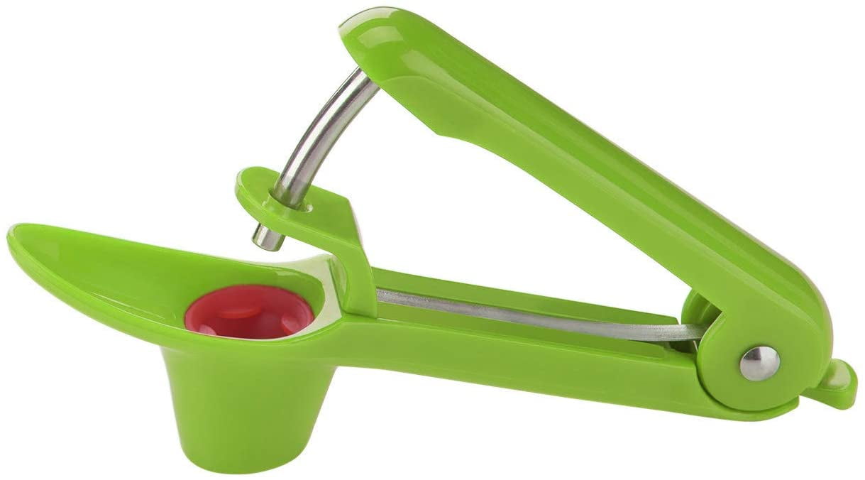 OMorc Cherry Pitter Cherry Stoner with Food-Grade Silicone Cup Green and Lengthened splatter shield Dishwasher Safe Space-Saving Lock Design 