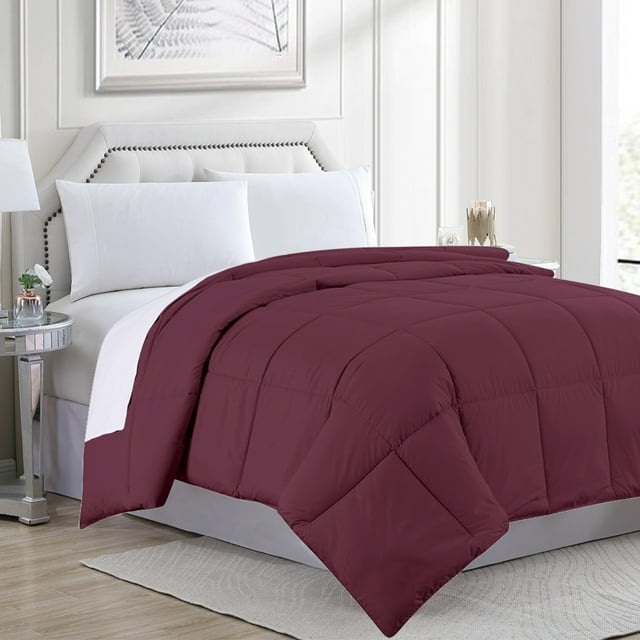Goose Down Alternative Microfiber Quilted Solid Comforter - Twin/Burgundy