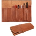 thumbnail image 3 of SUCCOR Pencil Roll Genuine Leather Handmade 10 Slot Pencil Wrap Bag | Travel Portable Roll up Pouch | Pen Holder Case for Student Artist Drawing Coloring Pencil Holder Organizer Stationery (Brown), 3 of 6