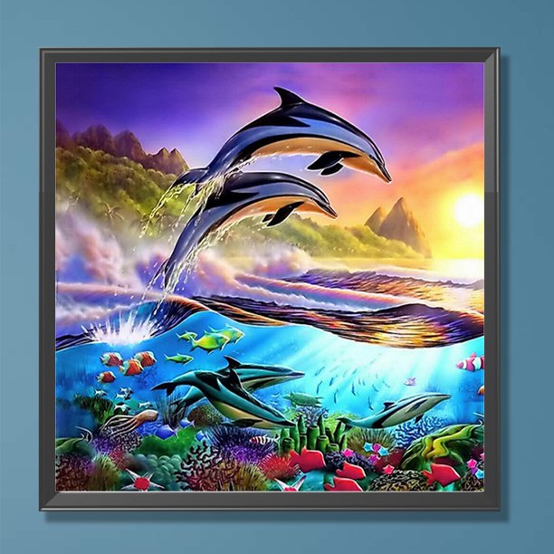 Cuadros Decorativos Kit de pintura por números DIY Dolphin Hand Oil Art Picture Craft Home Decor (H1230) Wdftyju embutido en tela