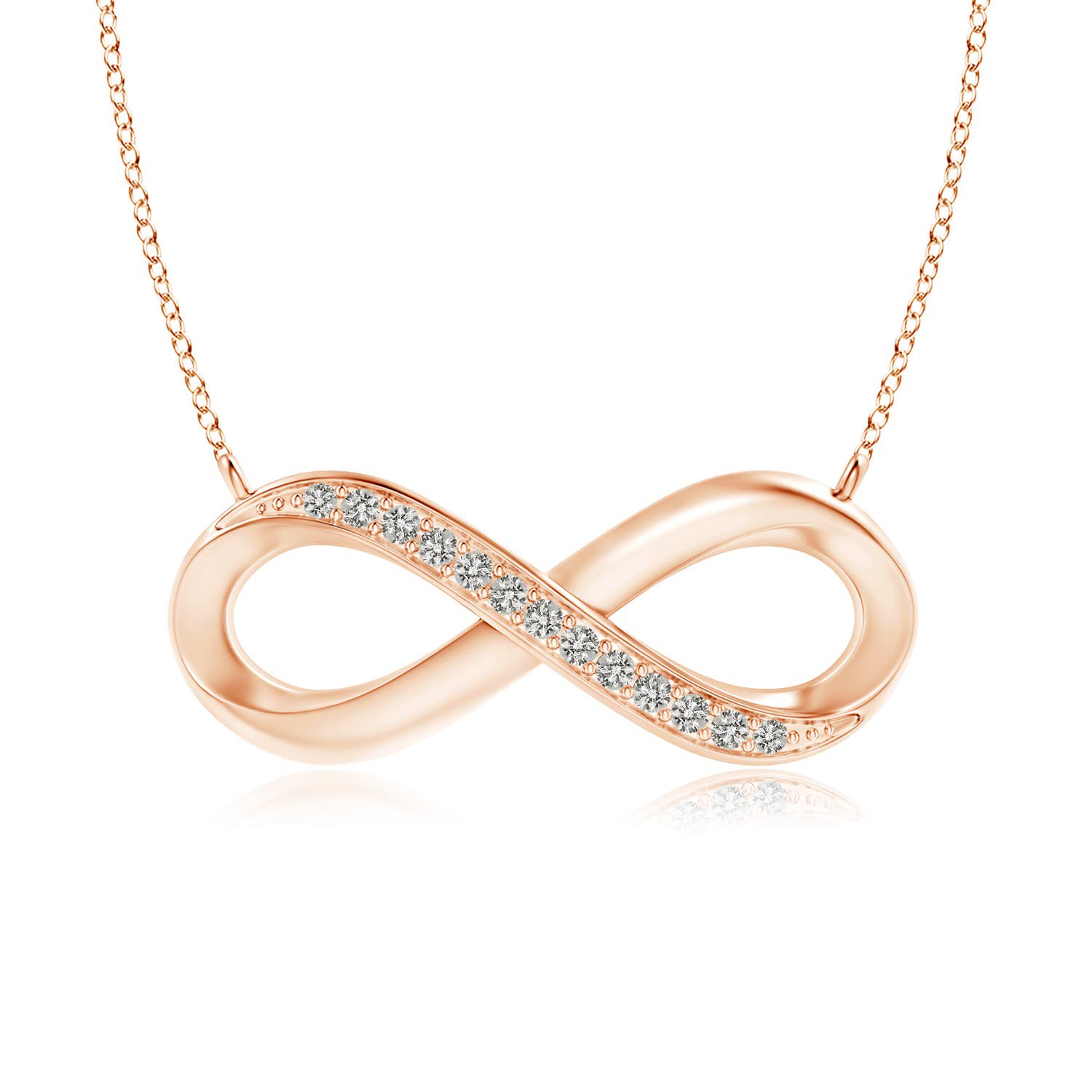 ANGARA Natural Diamond Infinity Pendant Necklace for Women in 14K Rose Gold (Size-1mm| Color-K| Clarity-I3) | April Birthstone, Anniversary, Jewelry Gift for Women | Natural Diamond Necklace