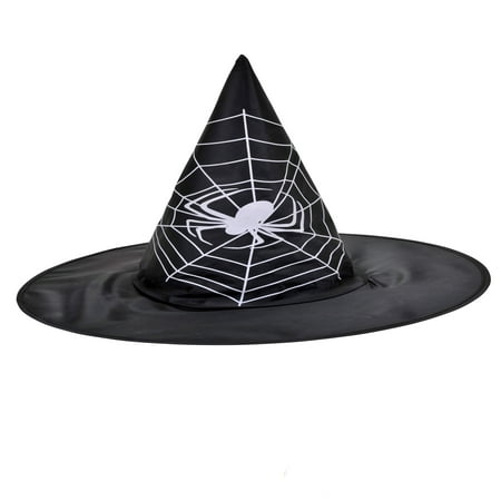 Halloween Spider Web Pointy Witch Costume Hat, Black White, One-Size 15