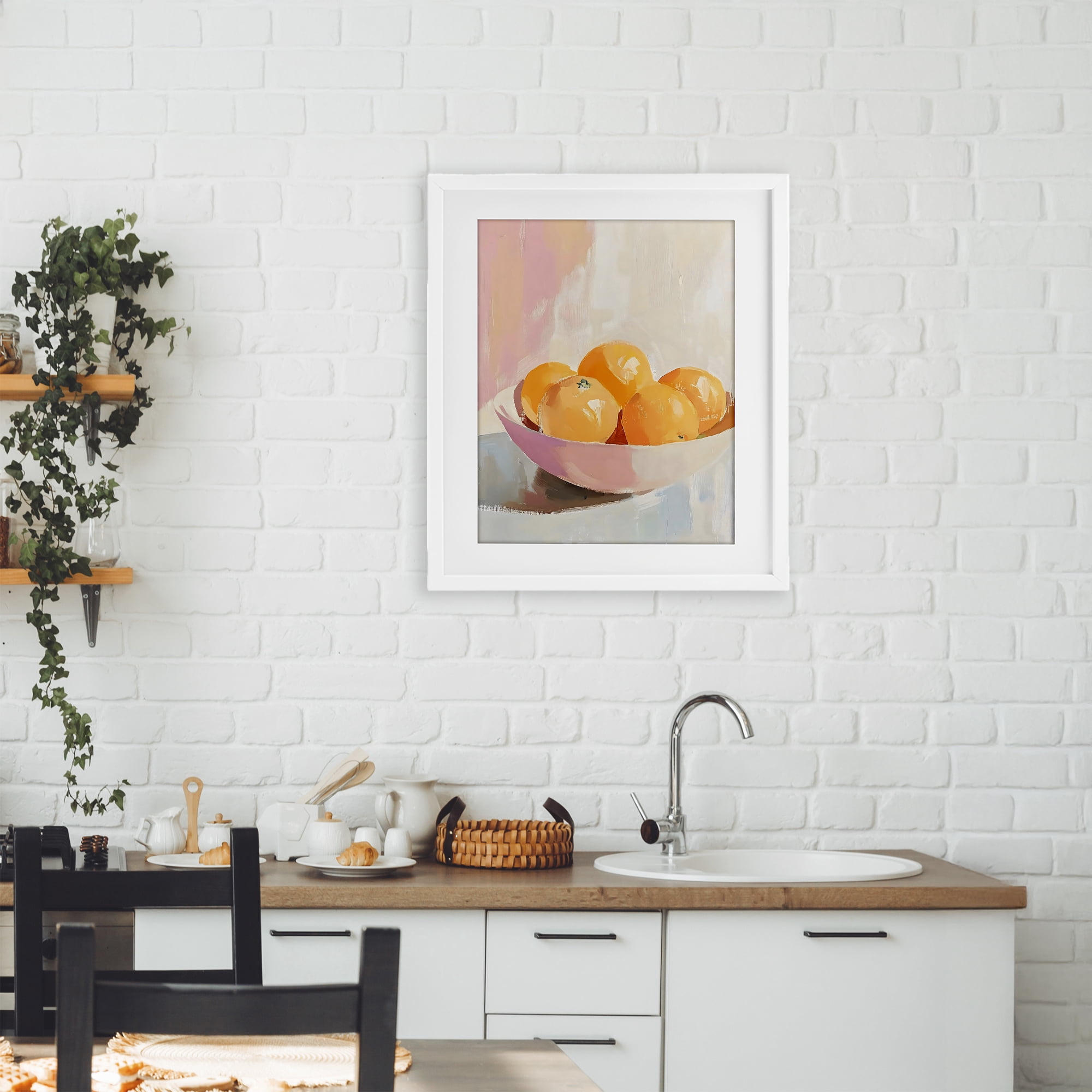 Stupell Industries Pastel Bowl of Oranges White Framed Print Under Glass, design by The Prints Vibe