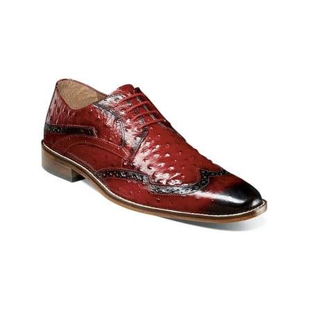 

Stacy Adams Gennaro Wingtip Oxford Ostrich Print Leather Red 25537-600