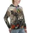 thumbnail image 6 of Daiia Butterfly Cow With Flowers Pattern Women's Fashion Hoodies & Sweatshirts with Kangaroo Pocket Hooded Sweatshirt with Eye-catching Drawstrings-XX-Large, 6 of 7