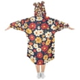 thumbnail image 2 of FORMRS Wearable Blanket Hoodie with Sleeves for Kids Cozy Flannel Sweatshirt, Red Floral, 2 of 7