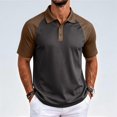 thumbnail image 5 of Fabrcox Men Polo Shirts Short Sleeve Raglan Collared Golf Shirts for Men Color Block Regular Fit Casual Gym Mens Athletic Shirt Brown XXXL, 5 of 7