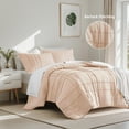 thumbnail image 3 of Regency Heights Twin Size Comforter Set, Boho 2-Piece Pintuck Stitching Dorm Bedding Set, Pleated Twin Bed Comforter Set with Pillow Sham, Blush, Twin/Twin XL, 3 of 11