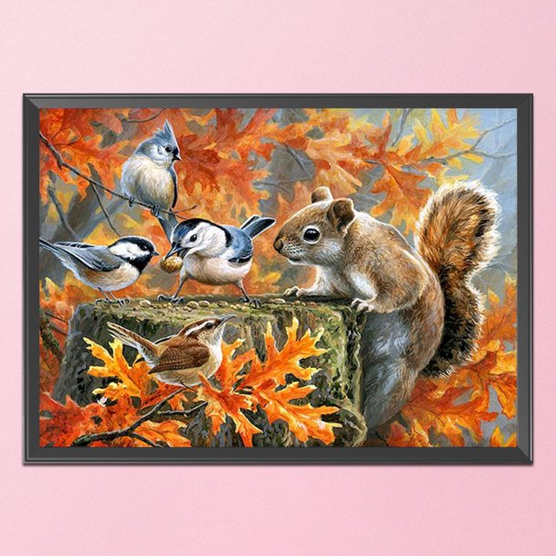 Cuadros Decorativos 3 hilos DIY bordado completo pájaro y ardilla estampado punto de cruz decoración del hogar Ndcxsfigh Nuevos Originales