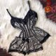 thumbnail image 2 of Conjunto de pijama de encaje para mujer, ropa interior Sexy, top con tirantes, pantalones cortos de satén, tentación, 2 of 4