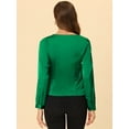 thumbnail image 4 of INSPIRE CHIC Blusa elegante de satén con cuello en forma de corazón y manga larga para mujer Verde XS, 4 of 5
