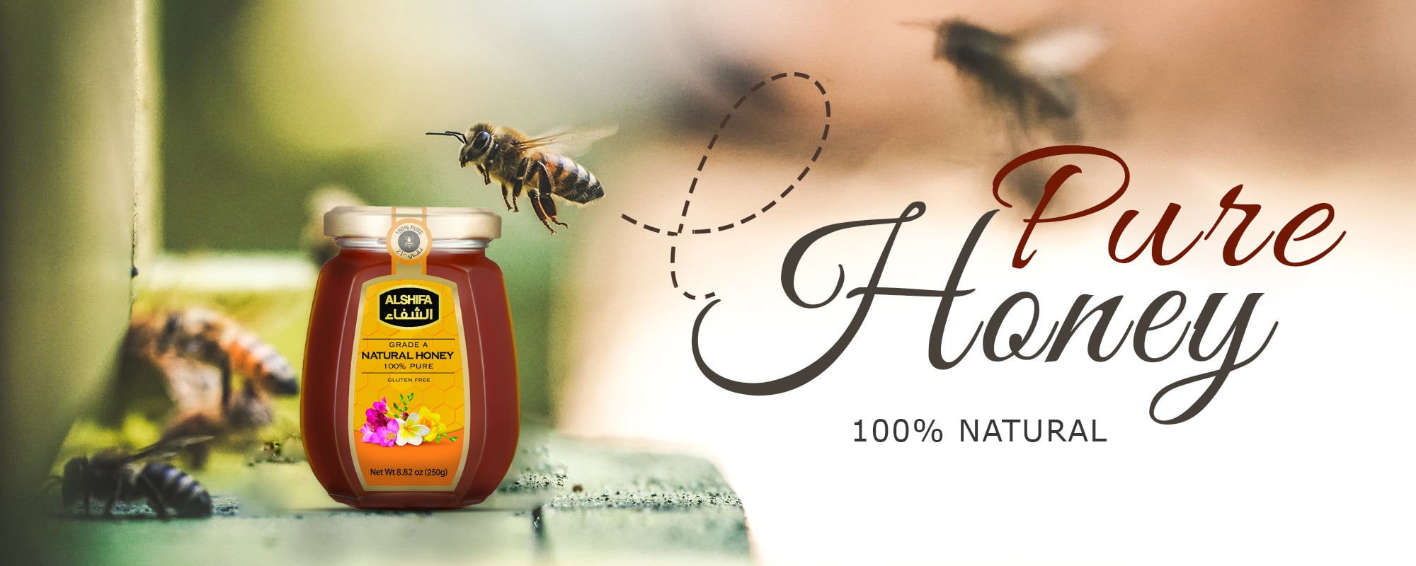 ALSHIFA Natural Honey 2.20lb (1kg) | Pack of 1 | Raw & Pure Honey Unpasteurized | Unique Taste Sweetener | Healthy & Rich in Nutrients | No Added Sugar | Glass Bottle