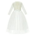 thumbnail image 2 of Ekidsbridal Girl Pageant Flower Girl Dress - Long Sleeves V-Back Lace with Rhinestone Sash 290R2-A (Size: M-10), 2 of 3